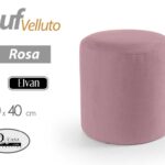 POUF CILINDRICO MODERNO POGGIAPIEDI TONDO SGABELLO POUFF VELLUTO ROSA Ø40*40CM