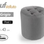 POUF MODERNO CILINDRICO SGABELLO POGGIAPIEDI VELLUTO POUFF TONDO GRIGIO Ø40*43