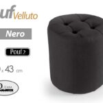 POUF MODERNO CILINDRICO SGABELLO POGGIAPIEDI VELLUTO POUFF TONDO NERO Ø40*43