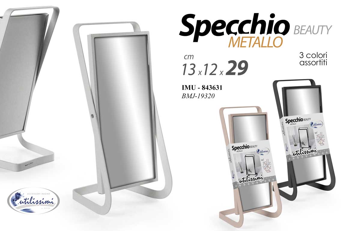 8025569843631 SPECCHIO TRUCCO Make-up BEAUTY BAGNO MODERNO METALLO TAVOLO COLOR 29*13*12 CM - immagine 1