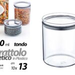 Barattolo contenitore cucina ermetico cereali biscotti salvaspazio plastica 13cm