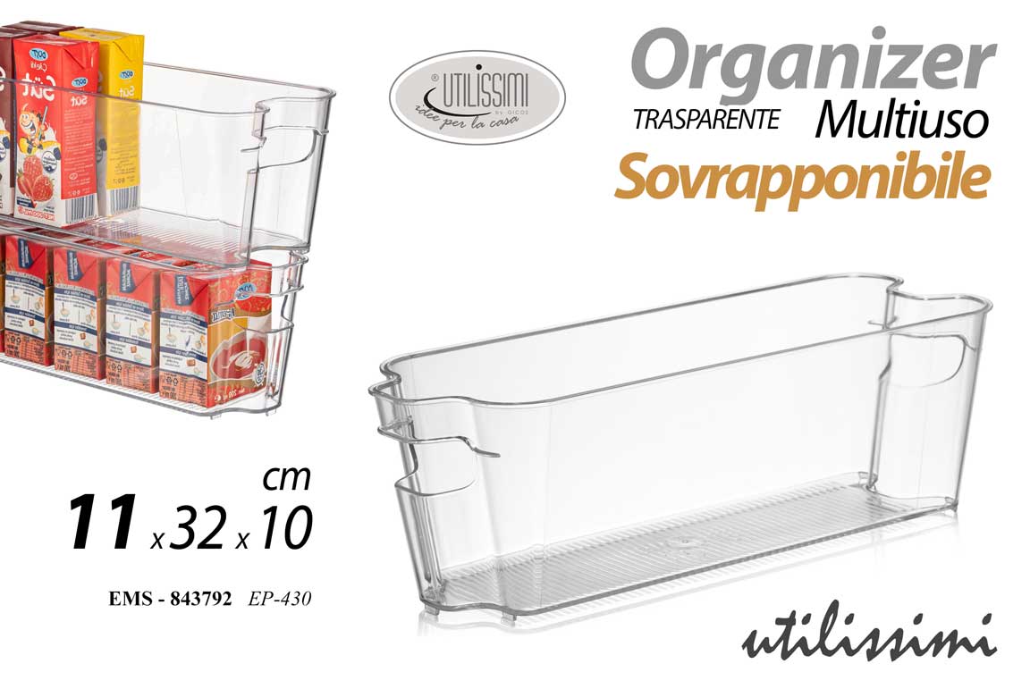 8025569843792 ORGANIZER CASSETTI FRIGO CONTENITORE ORGANIZZATORE SOVRAPPONIBILE 11*32*10CM - immagine 1