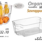 Organizer frigo contenitore cucina sovrapponibile plastica trasparente 32x21 cm
