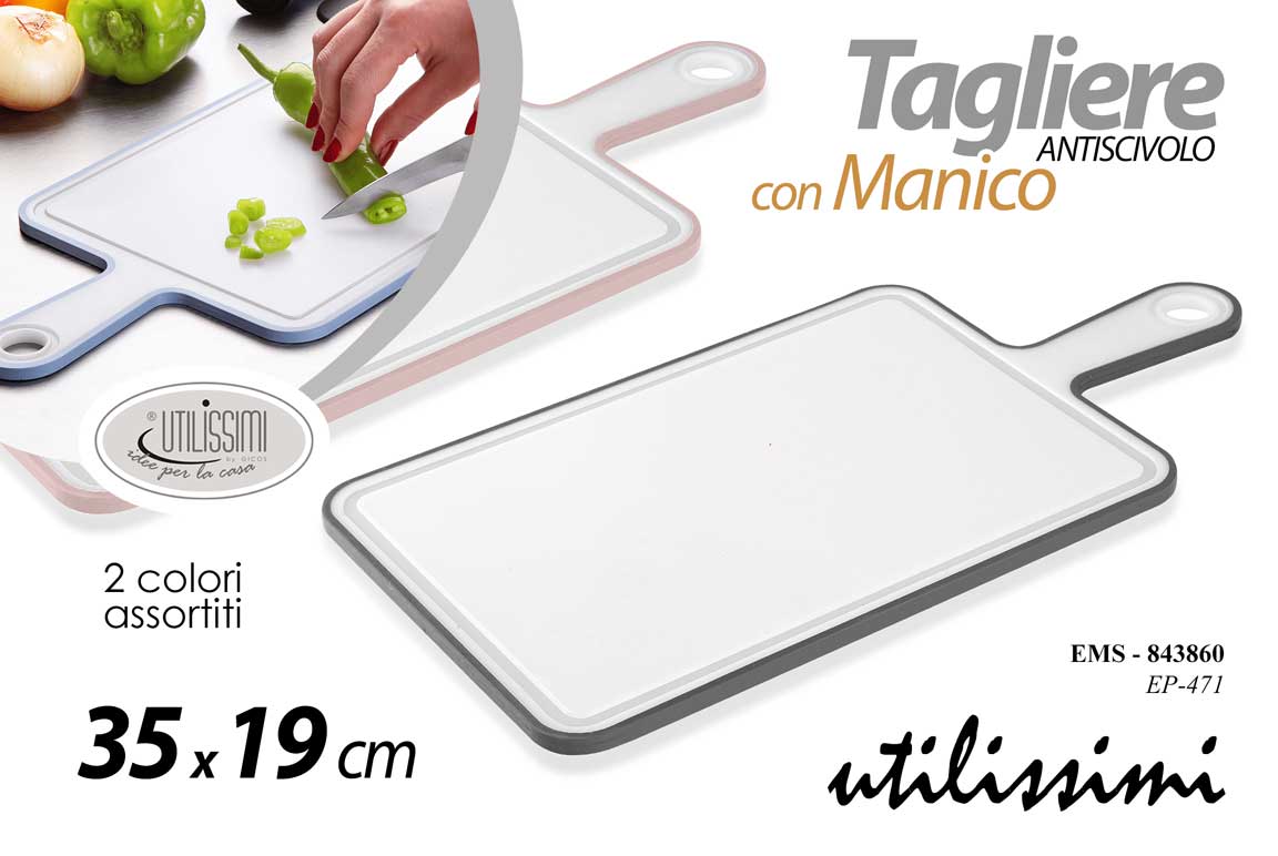 8025569843860 Tagliere antiscivolo cucina moderno rettangolare manico acrilic res ass 35*19 cm - immagine 1
