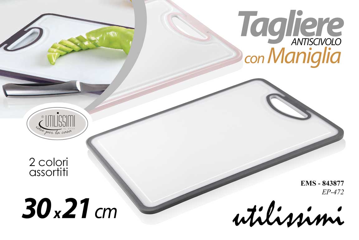 8025569843877 Tagliere antiscivolo cucina moderno rettangolare manico acrilic res ass 30*21 cm - immagine 1