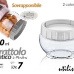 Barattolo ermetico cucina plastica sovrapponibile dispensa moderno ass 7x10 cm