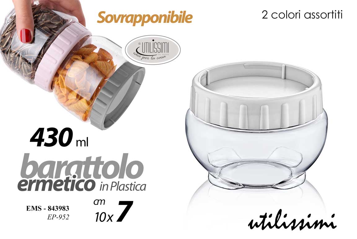 8025569843983 Barattolo ermetico cucina plastica sovrapponibile dispensa moderno ass 7x10 cm - immagine 1