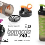 BORRACCIA BOTTIGLIA SPORT SHAKER PALESTRA PLASTICA GRIGLIA RUN COLOR 740ML 25 CM