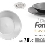 PIATTO FONDO TONDO PLASTICA RIGIDA LAVABILE CASA SCUOLA PIC NIC COLOR 18*4 cm