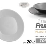 PIATTO FRUTTA TONDO PLASTICA RIGIDA LAVABILE CASA SCUOLA PIC NIC COLOR 20*2 cm