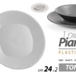 PIATTO PIANO TONDO PLASTICA RIGIDA LAVABILE CASA SCUOLA PIC NIC COLOR 24*2 cm