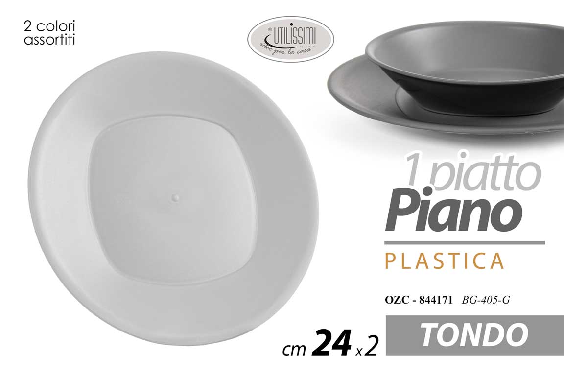 8025569844171 PIATTO PIANO TONDO PLASTICA RIGIDA LAVABILE CASA SCUOLA PIC NIC COLOR 24*2 cm - immagine 1