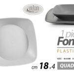 PIATTO FONDO QUADRATO PLASTICA RIGIDA LAVABILE CASA SCUOLA PIC NIC COLOR 18*4 cm