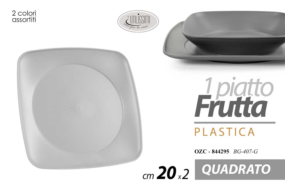 8025569844195 PIATTO FRUTTA QUADRATO PLASTICA RIGIDA LAVABILE CASA SCUOLA PIC NIC COLOR 18*4cm - immagine 1