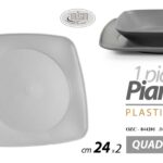 PIATTO Piano QUADRATO PLASTICA RIGIDA LAVABILE CASA SCUOLA PIC NIC COLOR 24*2 cm