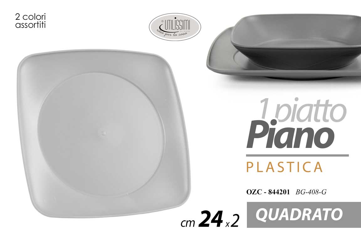 8025569844201 PIATTO Piano QUADRATO PLASTICA RIGIDA LAVABILE CASA SCUOLA PIC NIC COLOR 24*2 cm - immagine 1