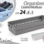 Organizer armadio bagno cucina cesto biancheria impilabile plastic ass 24*8*5