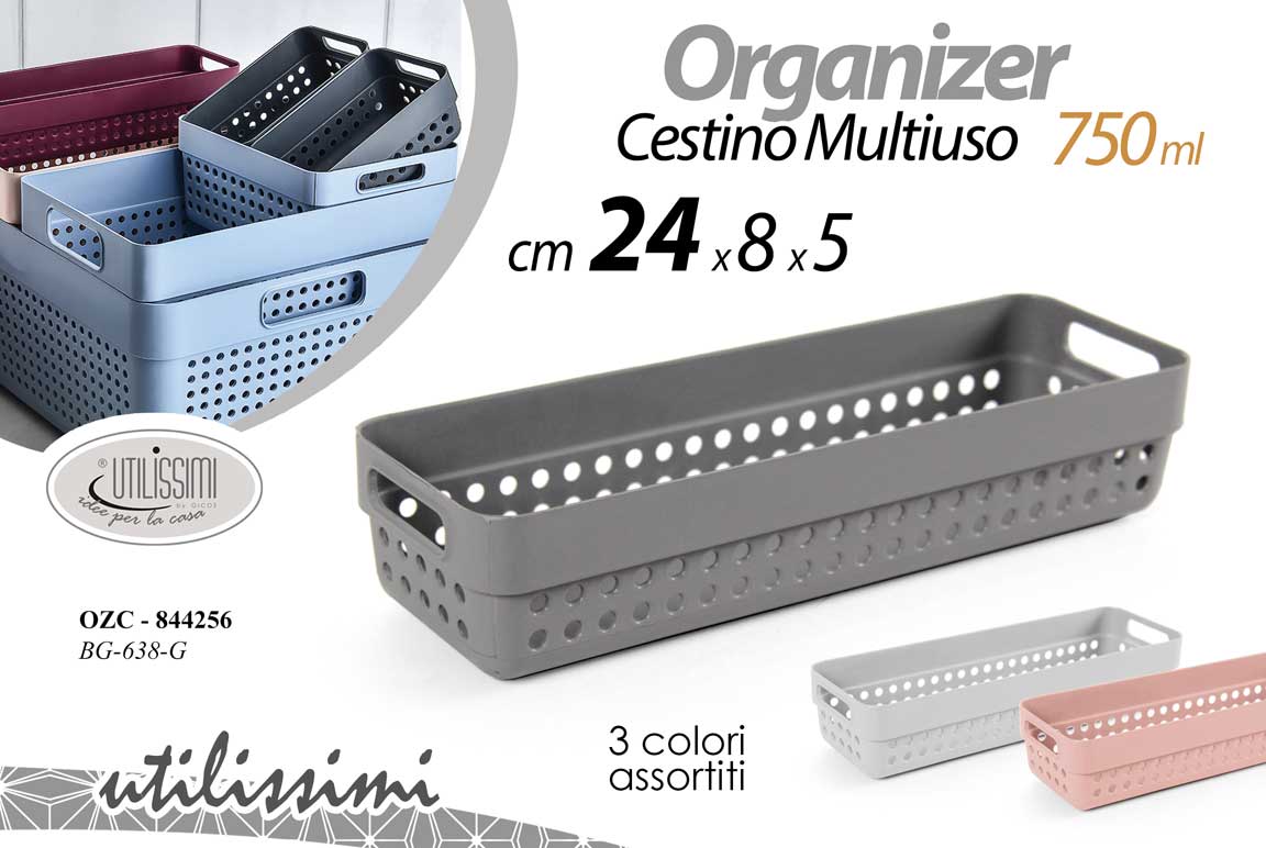 8025569844256 Organizer armadio bagno cucina cesto biancheria impilabile plastic ass 24*8*5 - immagine 1