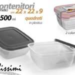 2 CONTENITORI ERMETICI BARATTOLO FRIGO ALIMENTI MULTIUSO 2,5 LIT  22*22*9 cm
