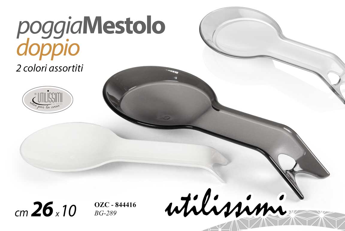 8025569844416 POGGIAMESTOLO DOPPIO POGGIA MESTOLO MELAMINA COLOR MODERNO ASSORTITO 26*10 cm - immagine 1