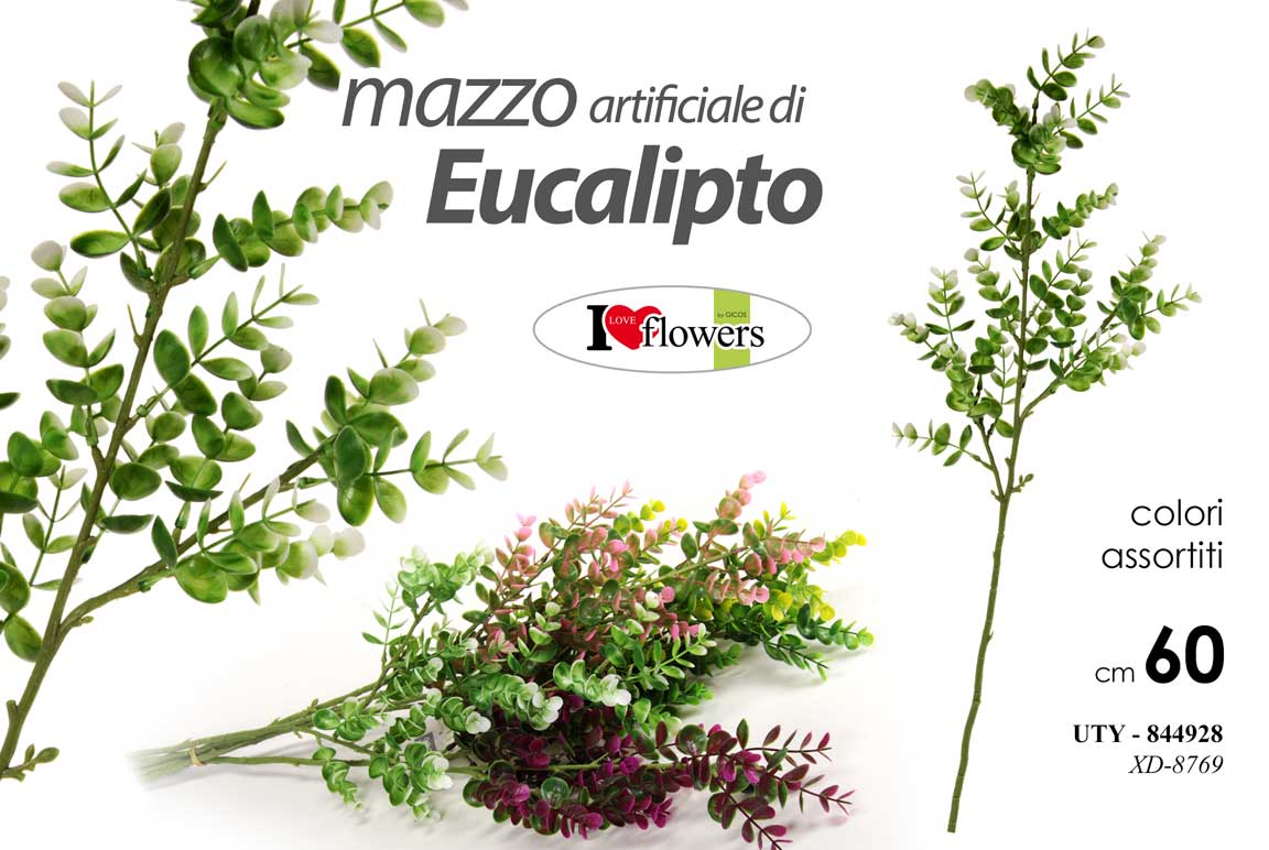 8025569844928 MAZZO ARTIFICIALE EUCALIPTO 60 CM MAZZOLINO STELO RAMOSCELLO RAMO PIANTA FINTA - immagine 1