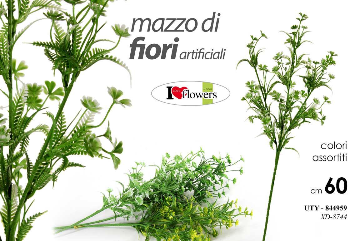 8025569844959 MAZZOLINO FIORI FINTI 60 CM ARTIFICIALE STELO PIANTA DECORATIVO RAMO - immagine 1