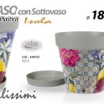 VASO FIORIERA CON SOTTOVASO FIORI PIANTE VASETTO GRIGIO ISOLA MODERNO 18*16CM