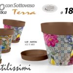 VASO PIANTE GRASSE FIORI SEMI VIVAI PLASTICA SOTTOVASO MEDITER MARRONE 18*16 cm