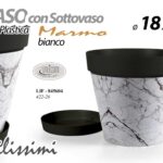 VASO PIANTE GRASSE FIORI SEMI VIVAI PLASTICA SOTTOVASO NERO BIANCO SFUMA 18*16CM