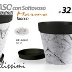VASO PIANTE GRASSE FIORI SEMI VIVAI PLASTICA SOTTOVASO NERO BIANCO FUMè 32*29CM