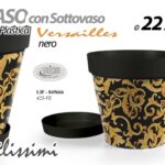 VASO PIANTE GRASSE FIORI SEMI VIVAI PLASTICA SOTTOVASO GIALLO NERO ORGANZA 22*20