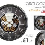 OROLOGIO DA PARETE INGRANAGGI IN MOVIMENTO SOTTO VETRO CLASSICO MODERNO 51*9cm