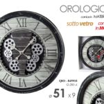 OROLOGIO DA PARETE INGRANAGGI IN MOVIMENTO SOTTO VETRO CLASSICO MODERNO 51*9 cm