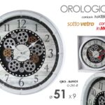 OROLOGIO DA PARETE INGRANAGGI IN MOVIMENTO SOTTO VETRO CLASSICO MODERNO 51*9 cm