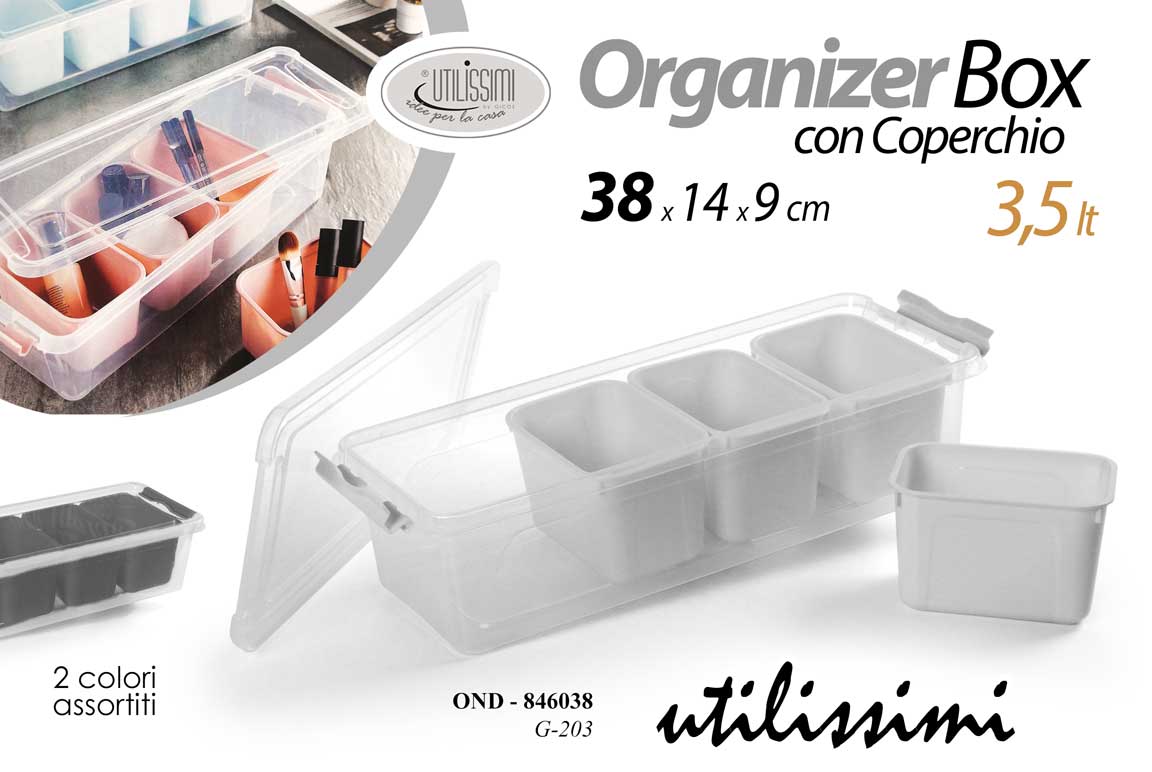 8025569846038 CONTENITORE ORGANIZER BOX DIVISORIO BAGNO TRUCCHI CUCINA SET CUCITO 38*14*9cm - immagine 1
