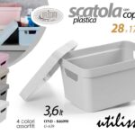 BOX PORTAOGGETTI SCATOLA CONTENITORE COPERCHIO ORGANIZER MULTIUSO 3,6LT 28*17*13