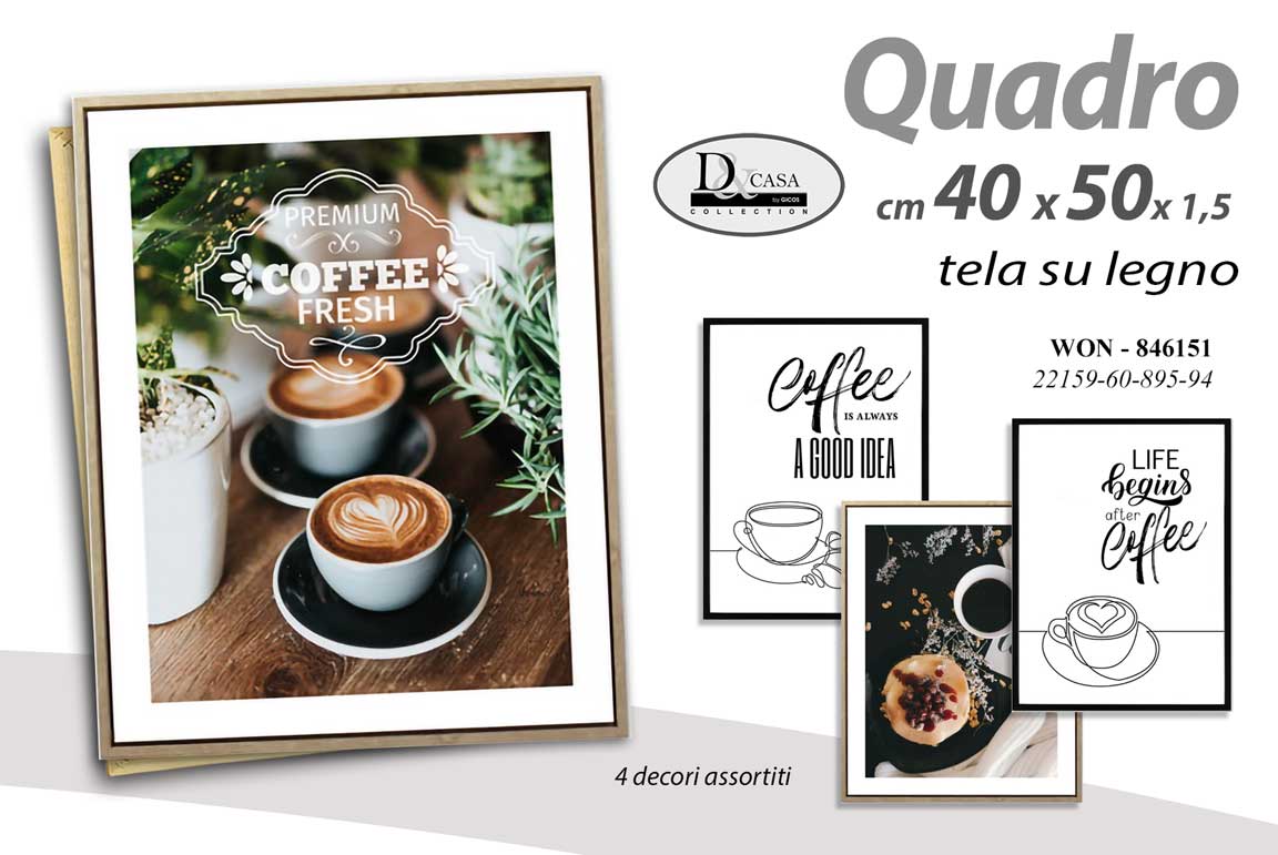 8025569846151 QUADRO STAMPA SU TELA Canvas LEGNO CAFFè COFFEE BAR MODERNO COLOR ASSORT 40*50cm - immagine 1