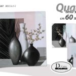 QUADRO STAMPA SU TELA Canvas LEGNO VASO Decoro VASI GRIGIO NERO ASSOR 60*60cm
