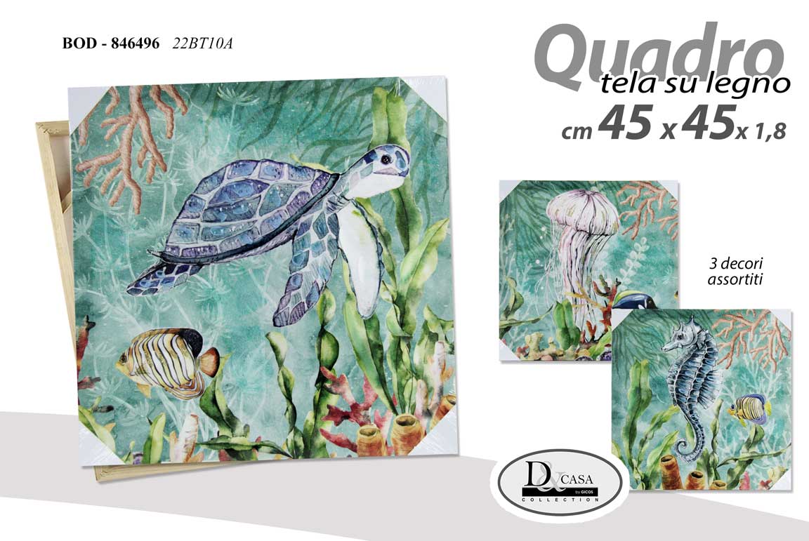 8025569846496 QUADRO STAMPA SU TELA Canvas LEGNO ANIMALI ACQUATICI FONDALI MARINI ASSORT 45*45 - immagine 1