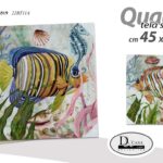 QUADRO PARETE TELA STAMPA SU LEGNO CASA UFFICIO NEGOZIO PESCI PESCE 45*45 cm