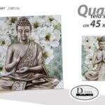 QUADRO STAMPA SU TELA Canvas LEGNO BUDDHA SEDUTO PROTEZIONE ASSORTITI 45*45 cm