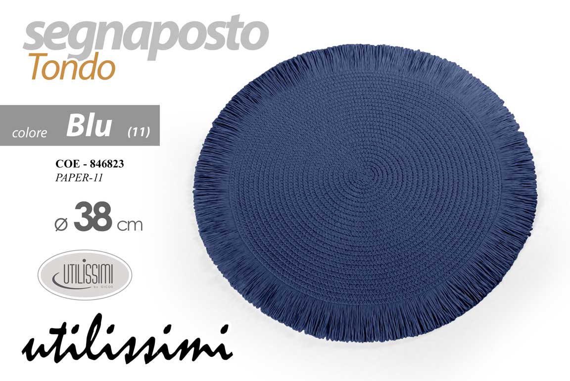 8025569846823 Segnaposto tondo tavola sottopiatto ricevimenti moderno vintage blu ø38 cm - immagine 1