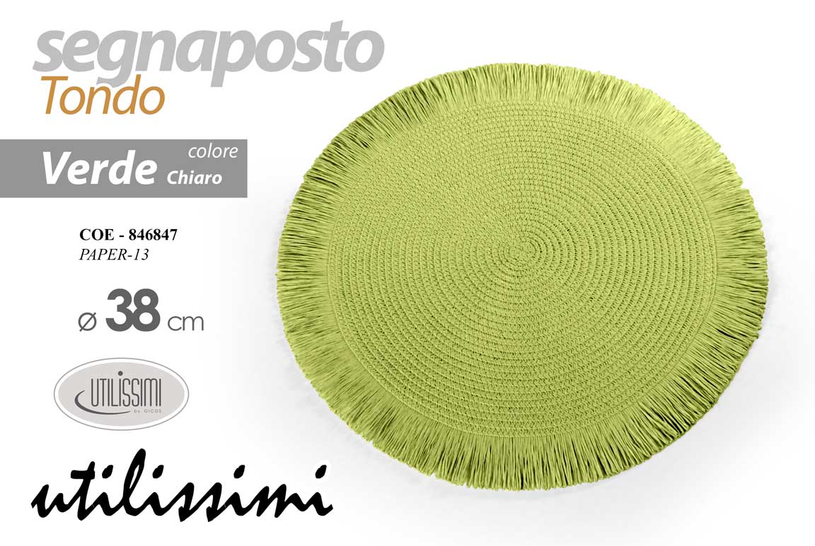 8025569846847 Segnaposto tondo tavola sottopiatto ricevimenti moderno vintage verde chiaro ø38 - immagine 1