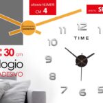 OROLOGIO DA PARETE ADESIVO 3D Bassorilievo NUMERI ARABI Specchio 30*30*4 MAX60cm