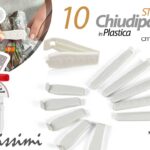 SET 10 PINZE STECCHE CHIUDI PACCO PASTA MOLLETTE SACCHETTI CUCINA PLAST 12-7CM