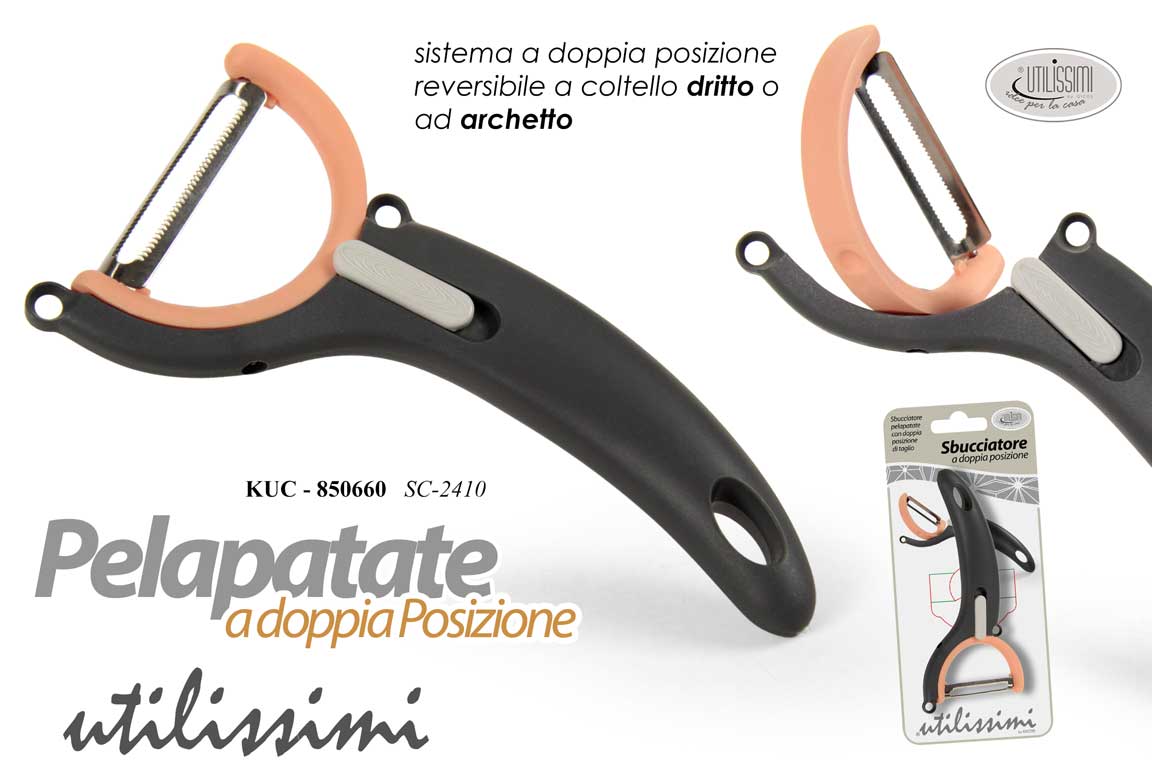 8025569850660 PELAPATATE SBUCCIATORE REVERSIBILE TELA TAGLIA SBUCCIA VERDURE FRUTTA PATATE - immagine 1