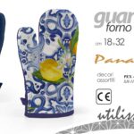 Guanto forno presina siciliana limoni azzurro mediterraneo cucina imbottito 32cm