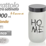 BARATTOLO Contenitore CUCINA Vetro SATINATO HOME MODERNO COPERCHIO NERO 1L 19cm