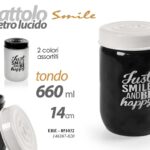 BARATTOLO Contenitore Vetro NERO BIANCO LUCIDO MODERNO SMILE ASSOR 660 ML 14*9cm