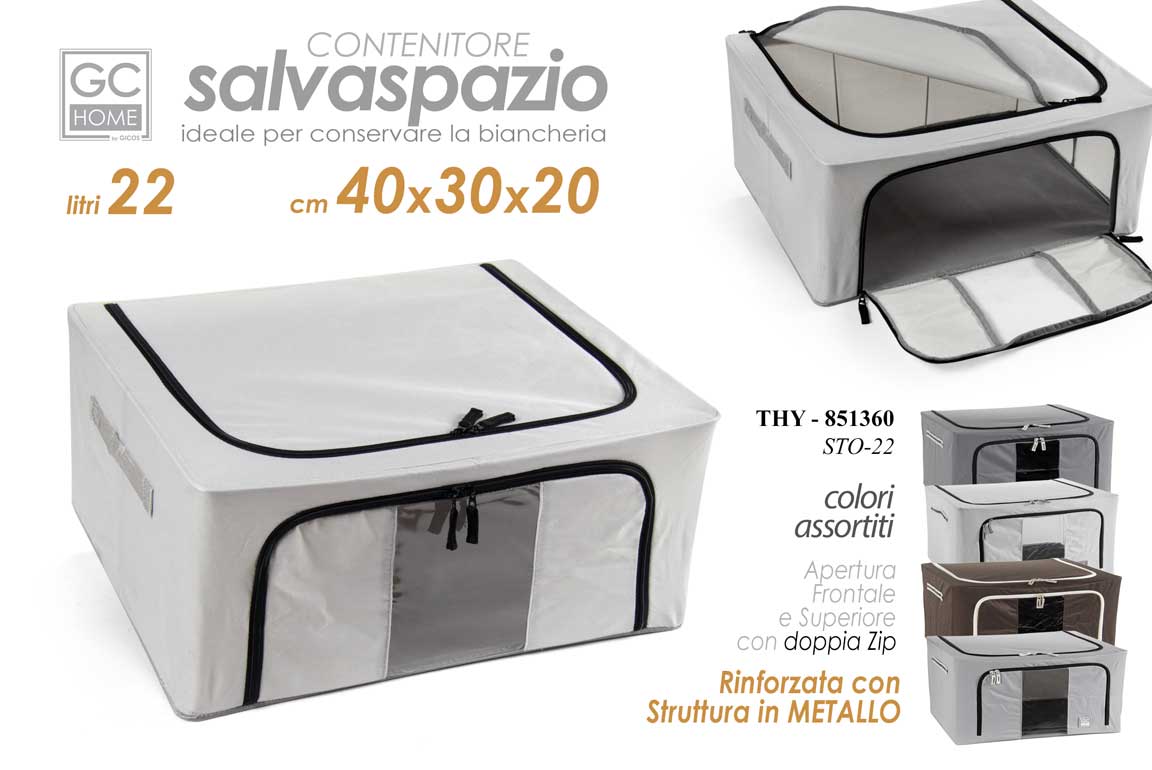 8025569851360 SCATOLA CONTENITORE ORGANIZER BOX BIANCHERIA SALVASPAZIO ARMADIO 22L AS 39*29*19 - immagine 1